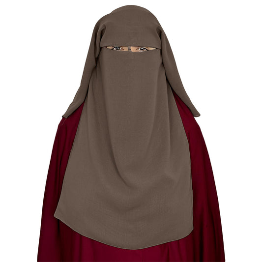 three layer niqab coffee velvet chiffon front view