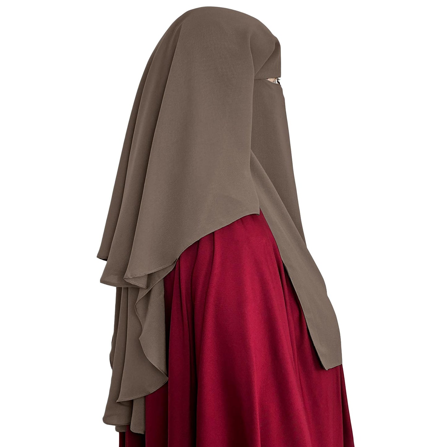three layer niqab coffee velvet chiffon coverage
