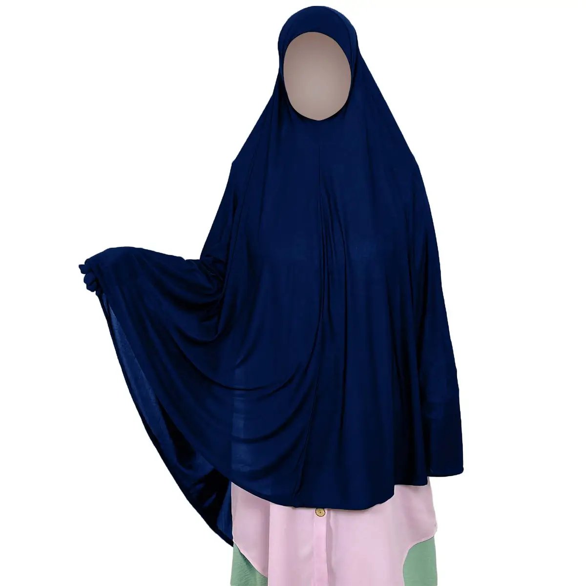 Single Layer Navy Blue Khimar Hijab Elegance Modesty Syeeds