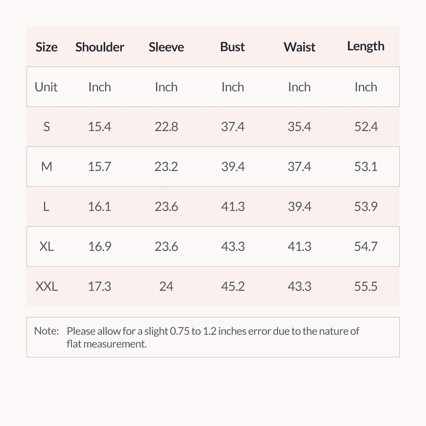 size chart for blue floral dress