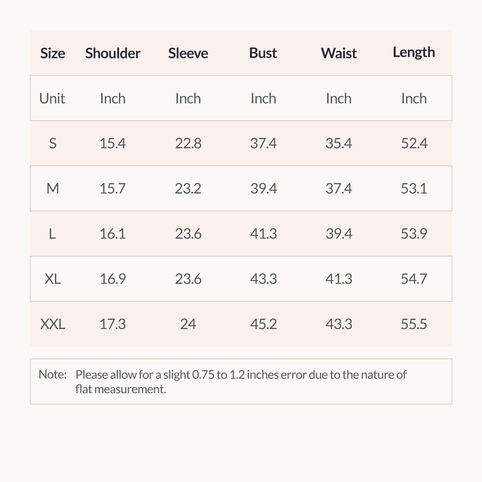 size chart for blue floral dress