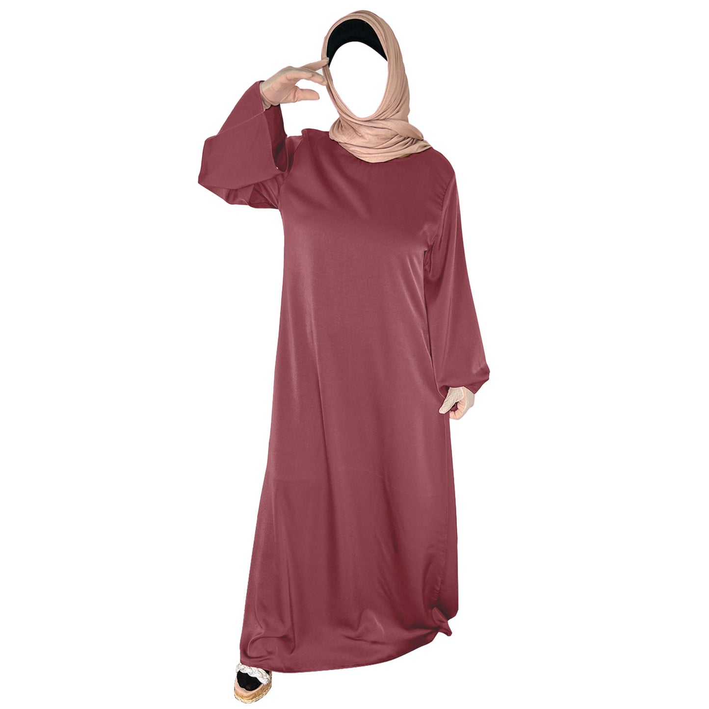 pink satin abaya