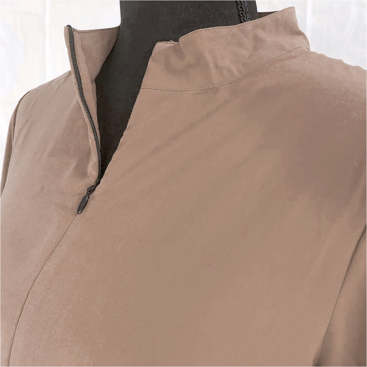 high neck collar with zipper closure