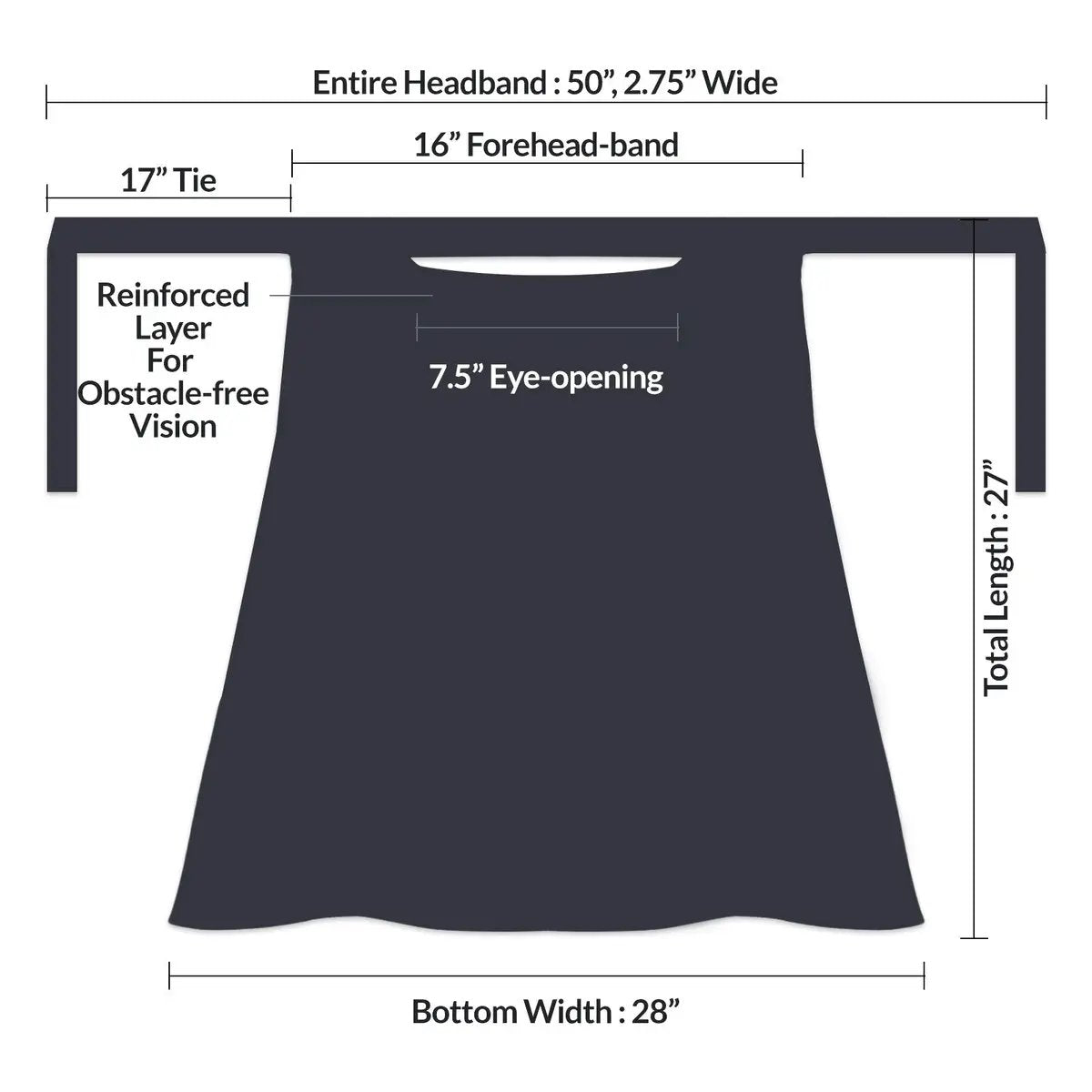 twenty seven inches long black face veil cover