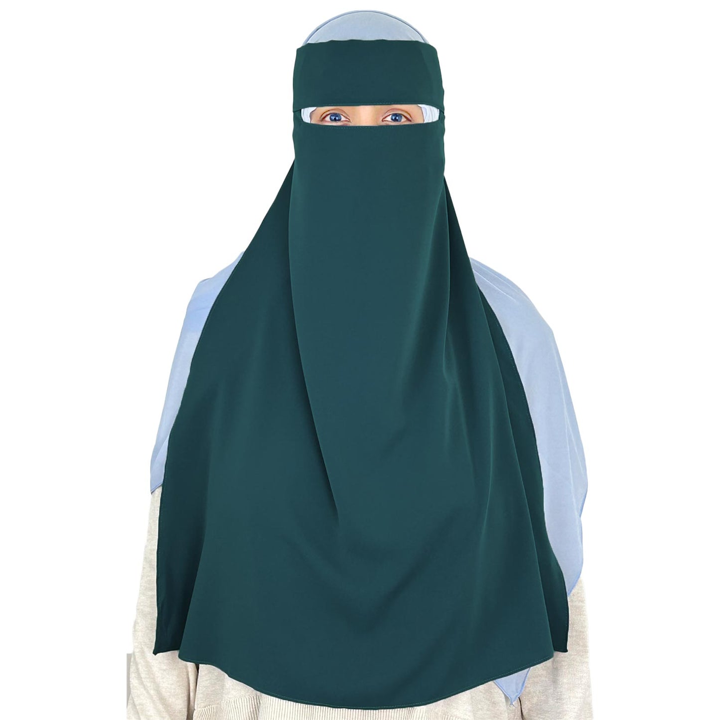 extra long teal niqab for muslim women