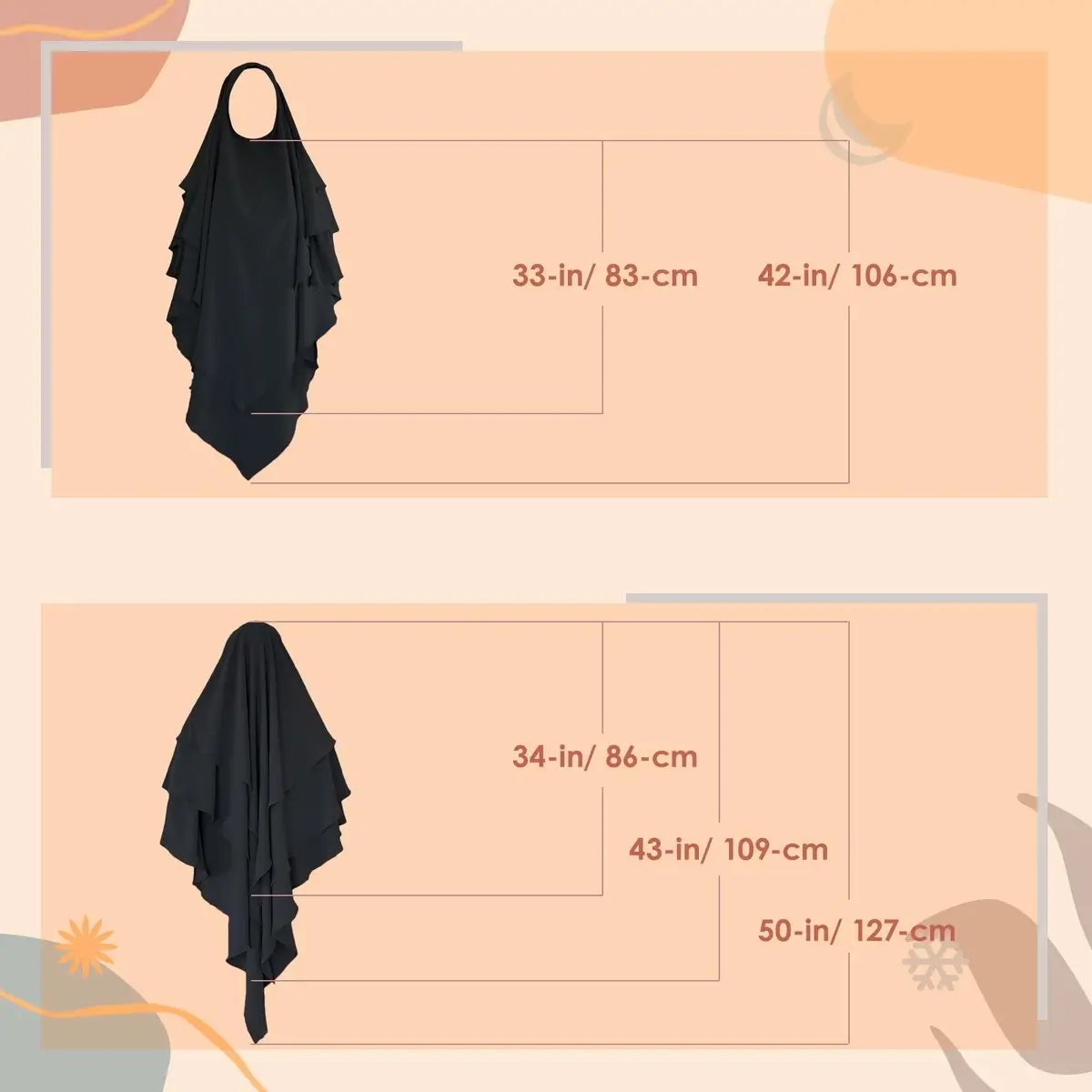 42-in long on the front, 50-in long back