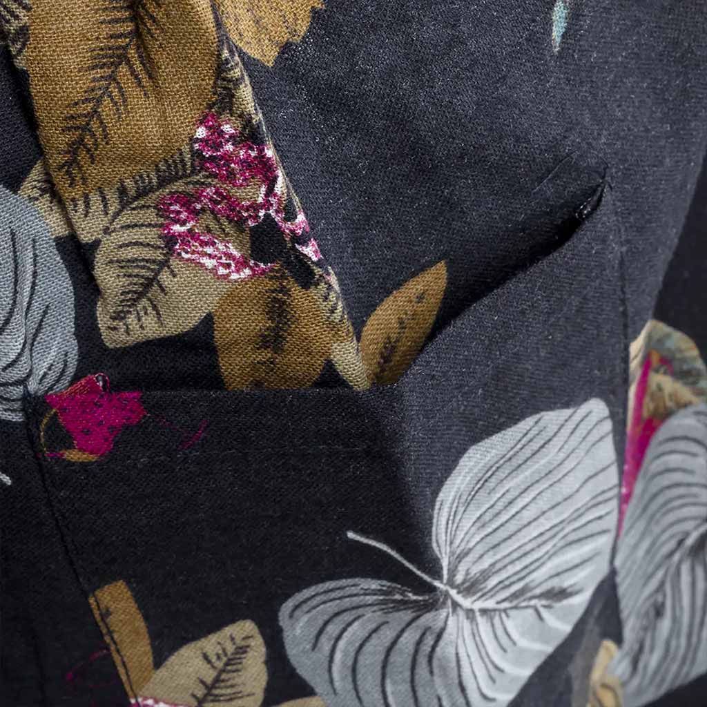 black floral long dress with uitility pockets