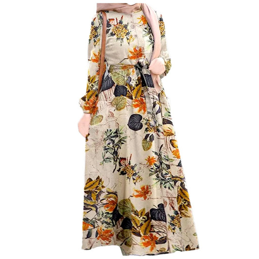 muslim long dress beige