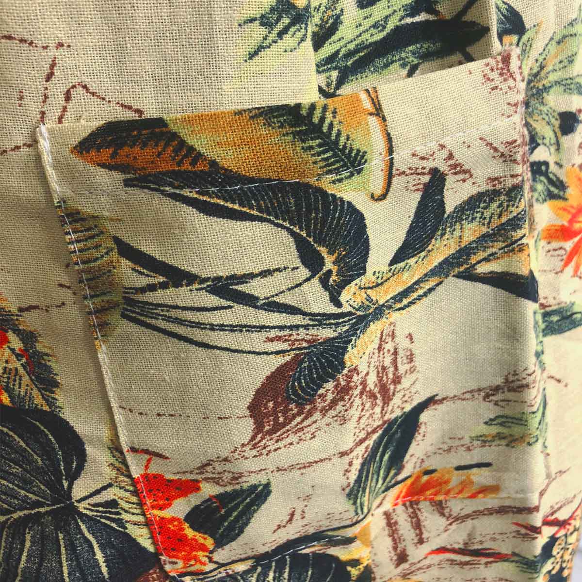 beige floral long dress with uitility pockets