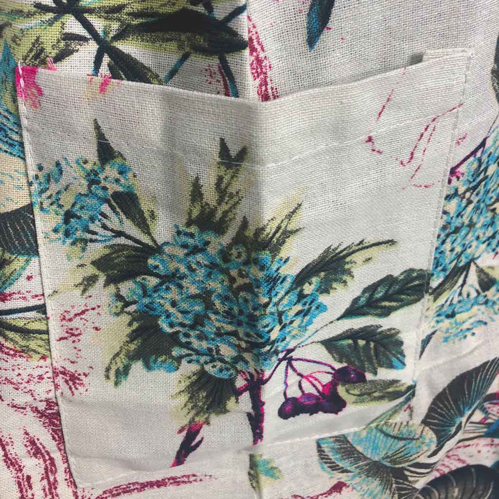 white floral long dress with uitility pockets