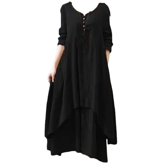 casual irregular maxi dress black