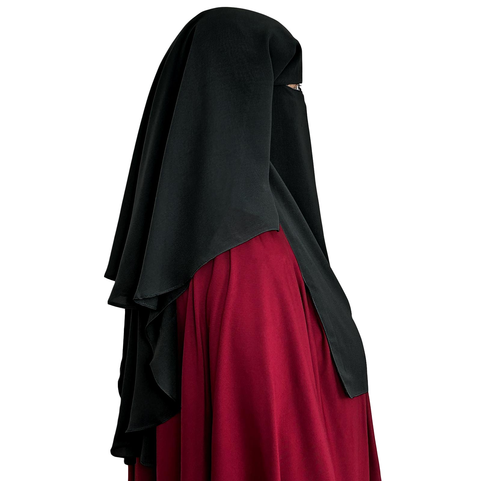 three layer niqab black velvet chiffon coverage
