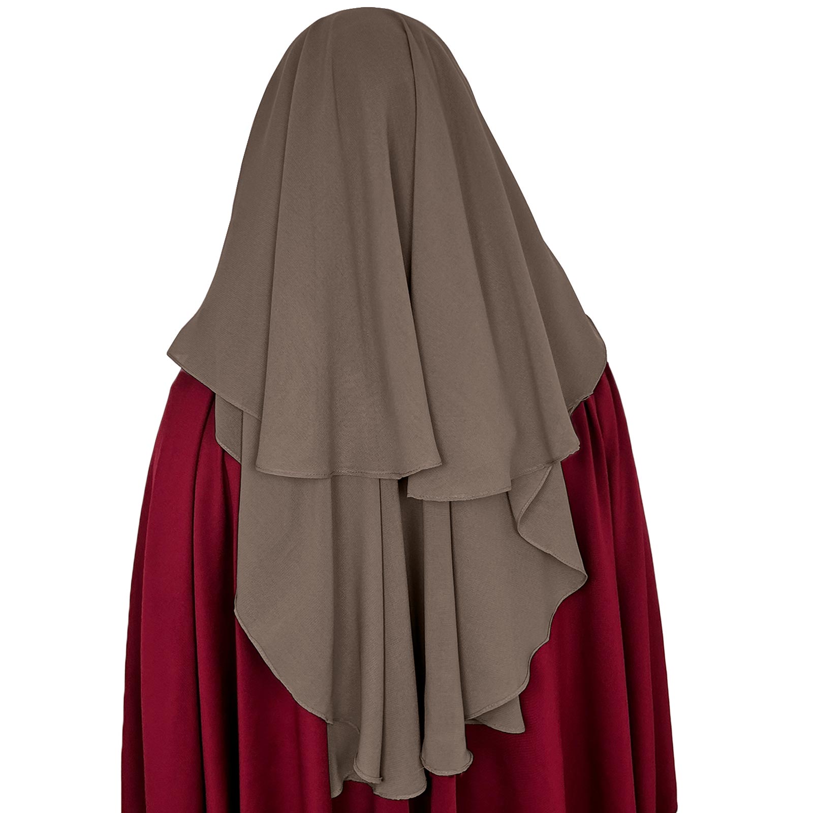 three layer niqab coffee velvet chiffon rear view