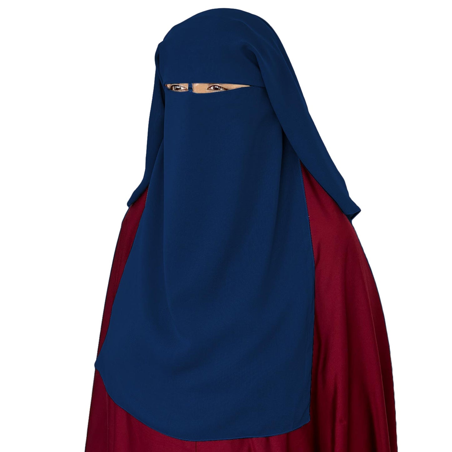 three layer niqab navy velvet chiffon side view