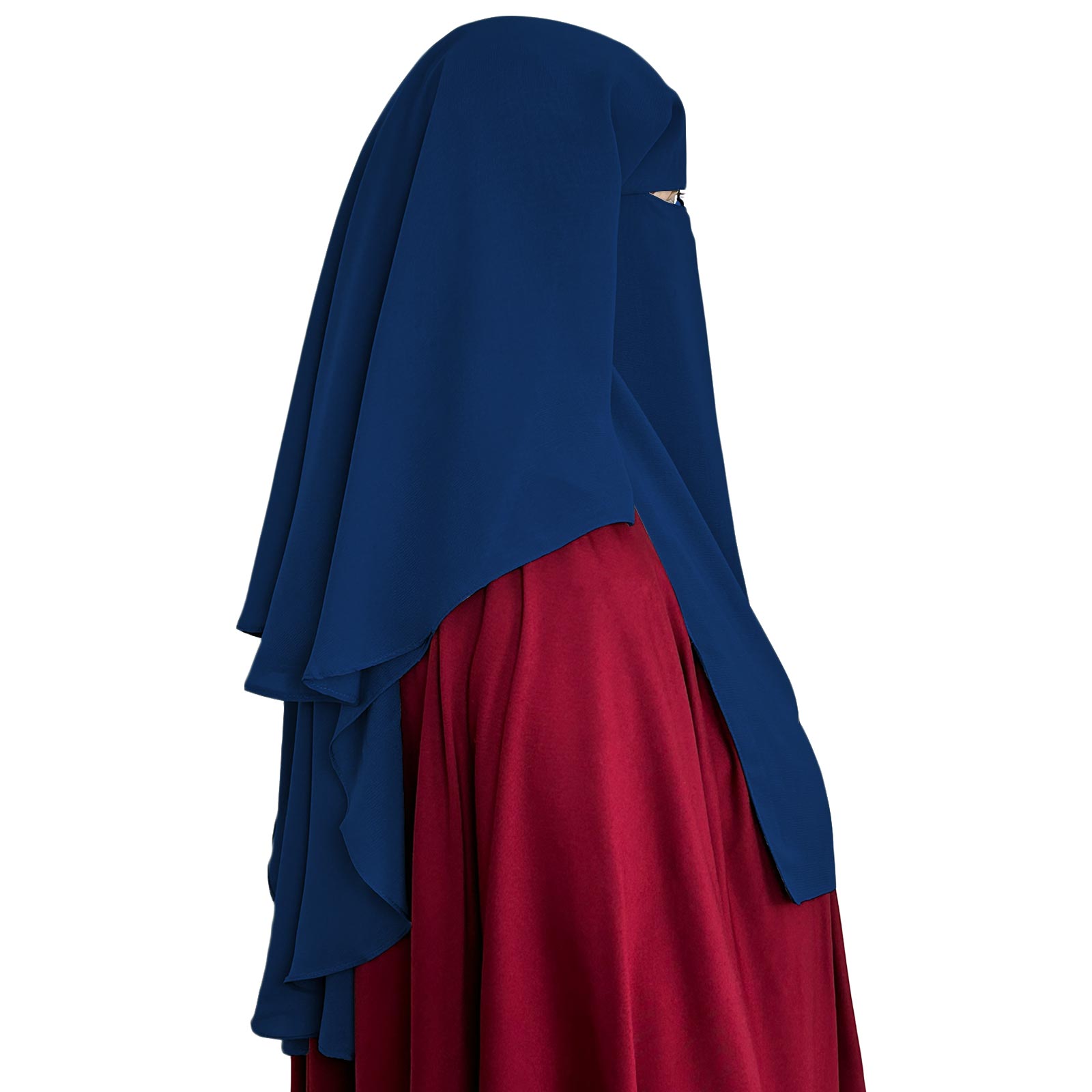 three layer niqab navy velvet chiffon coverage