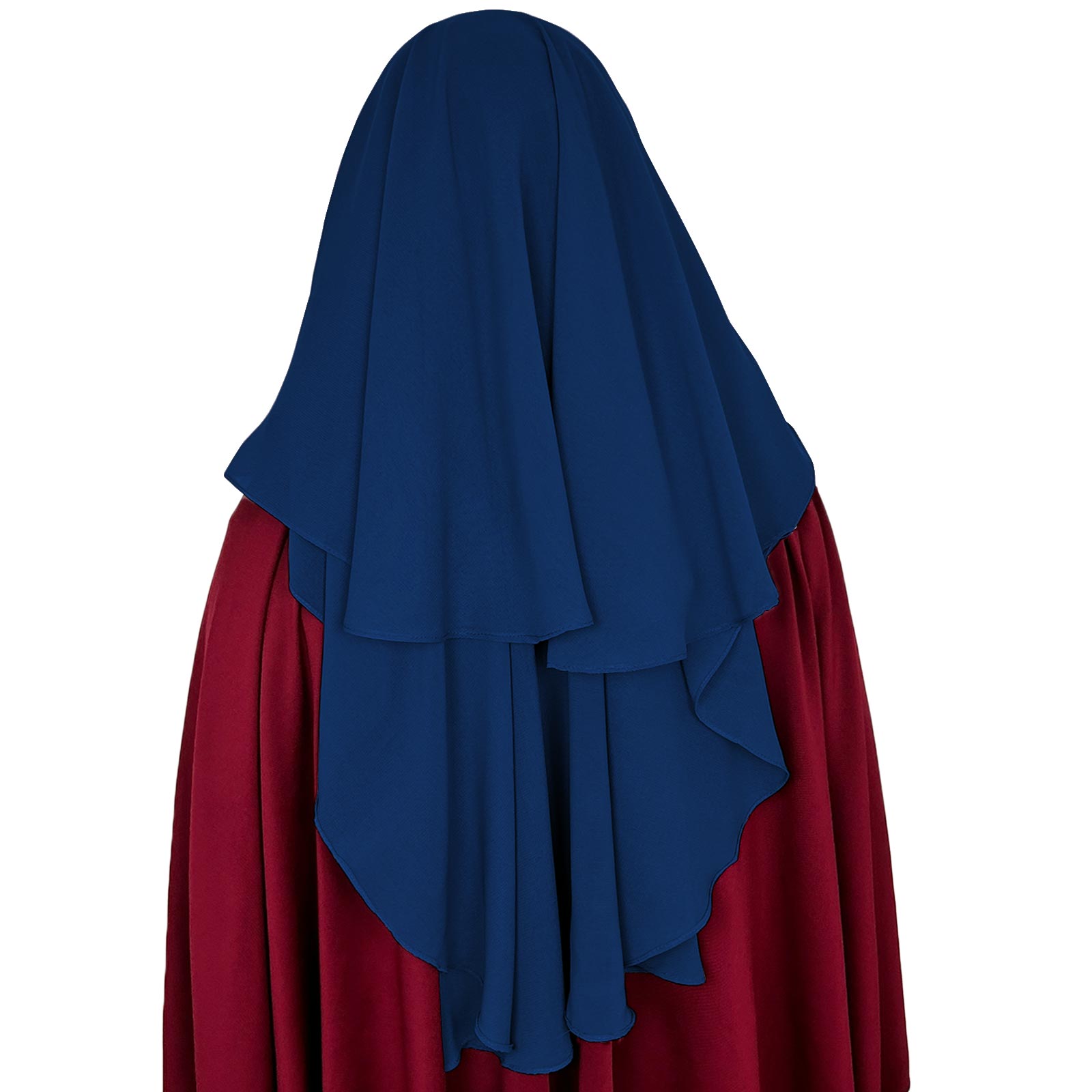 three layer niqab navy velvet chiffon rear view