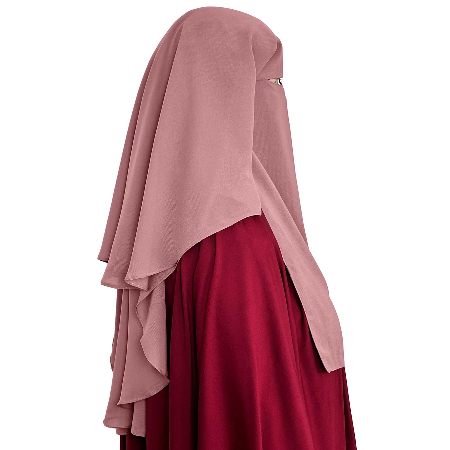three layer niqab pink velvet chiffon coverage