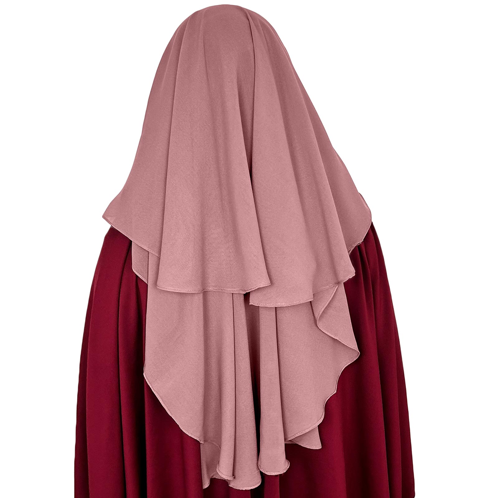 three layer niqab pink velvet chiffon rear view