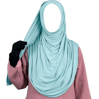 robin egg blue jersey hijab for Muslim women