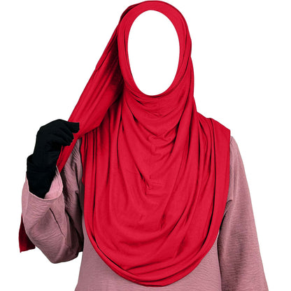 ruby red jersey hijab for Muslim women