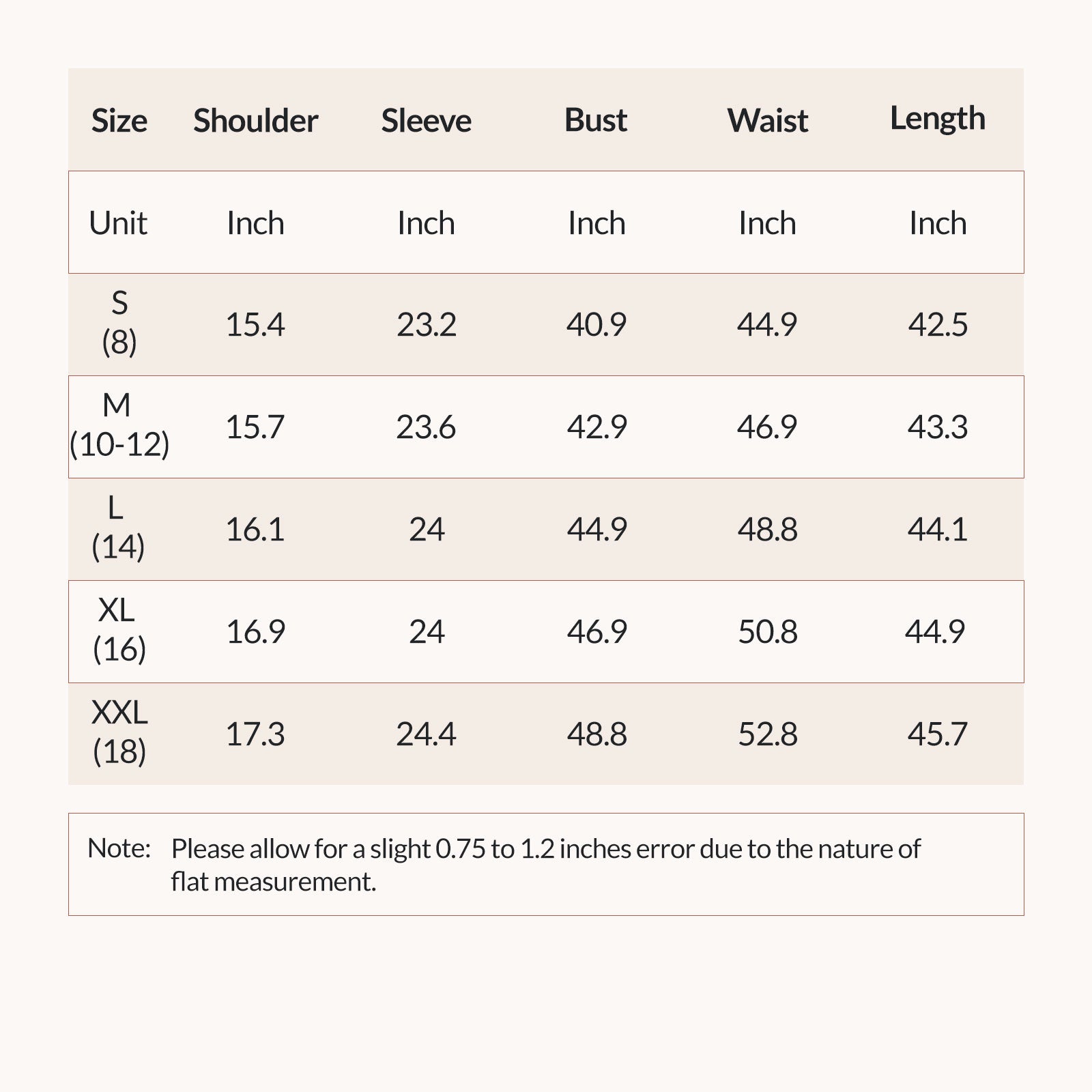 womens middle eastern long shirt size chart