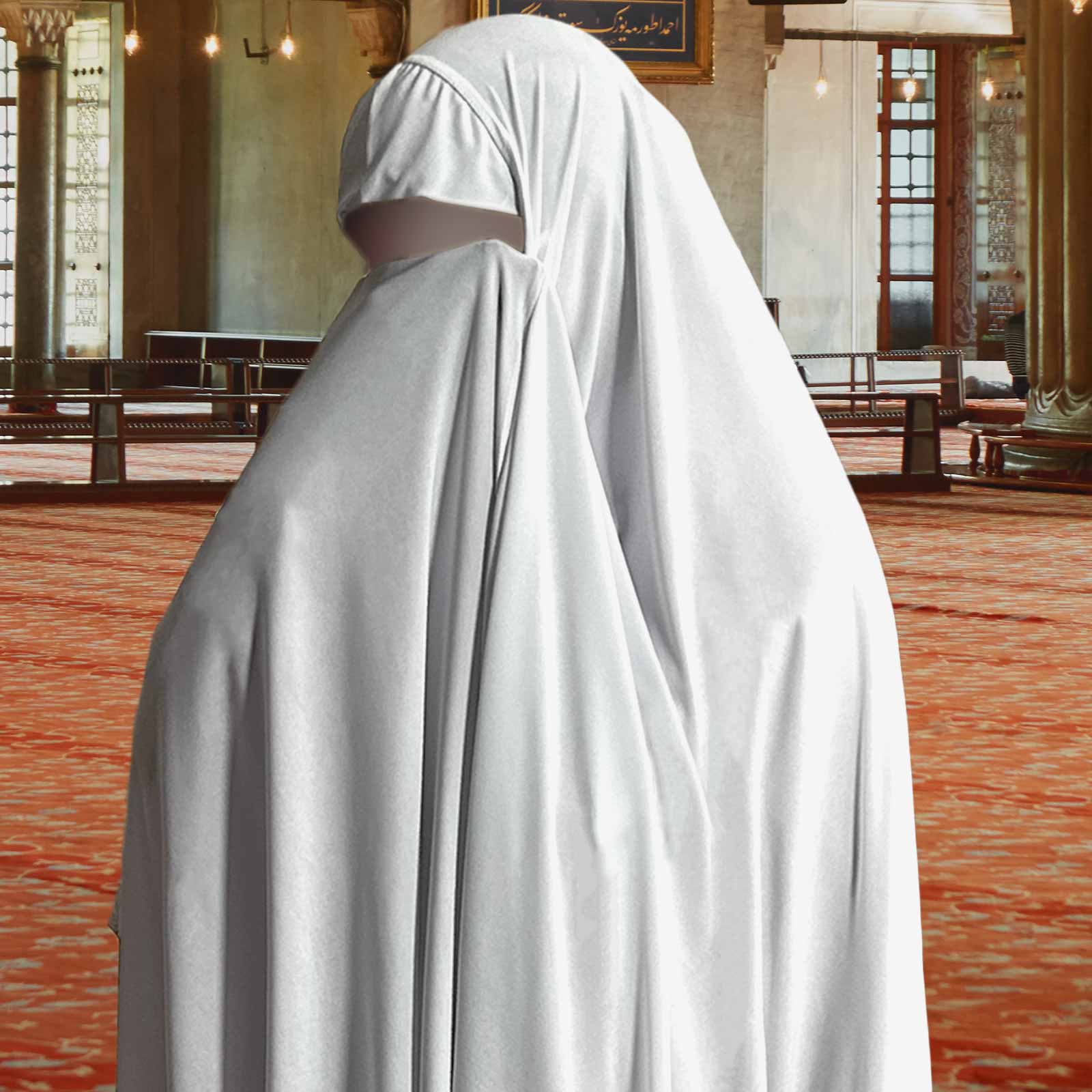 Muslim prayer hijab white