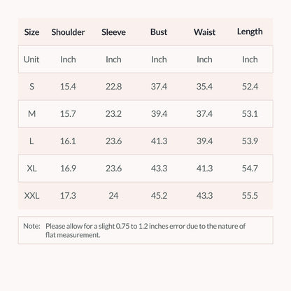 size chart for blue floral dress