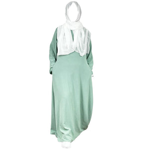 A-Line Mint Green Abaya Casual Maxi Dress
