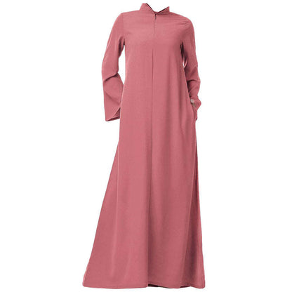 high neck abaya dress pink
