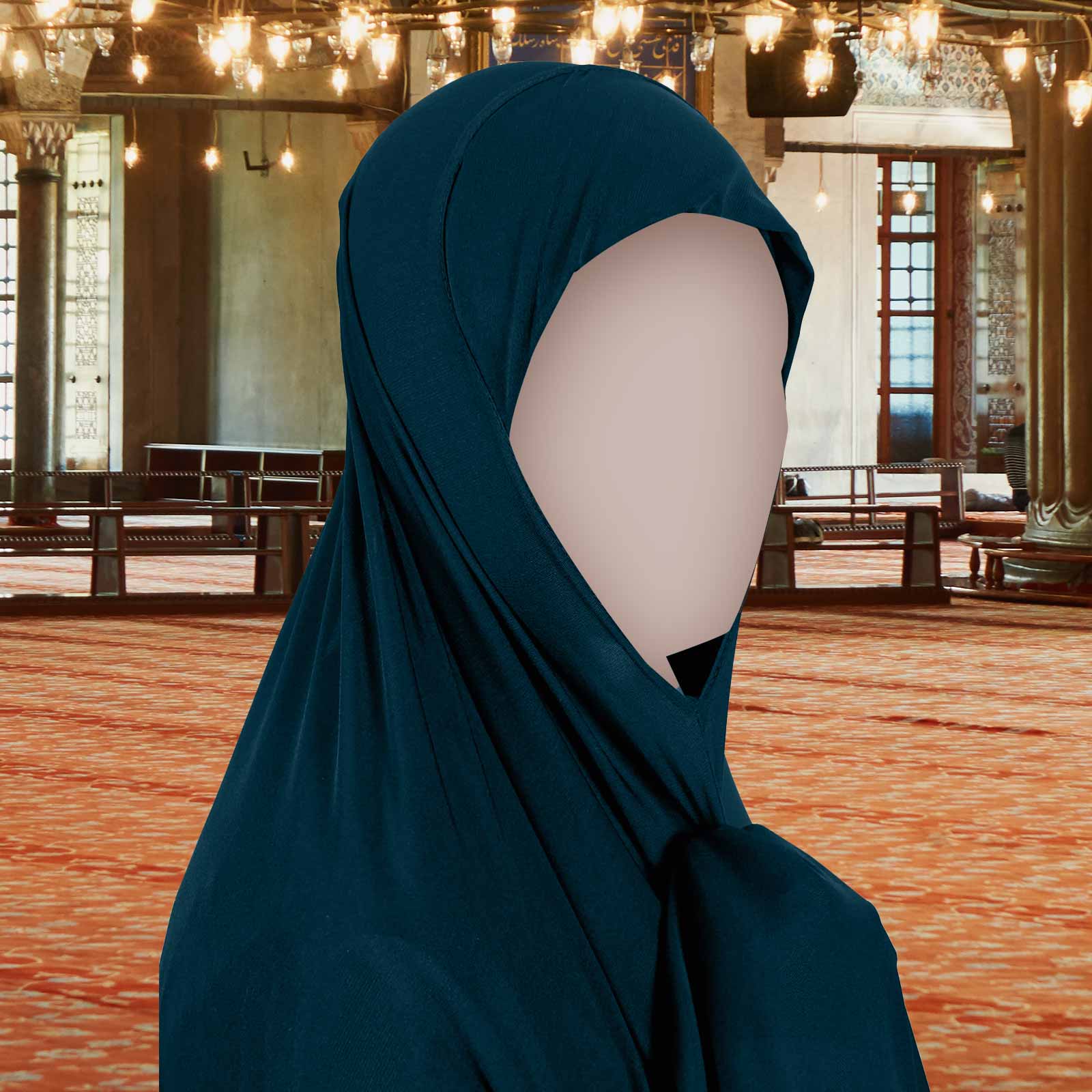 Muslim prayer hijab dark green